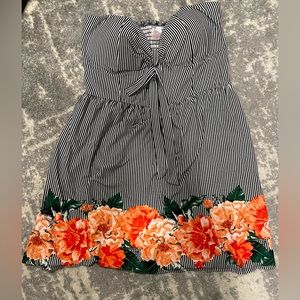 Strapless Floral Striped Top